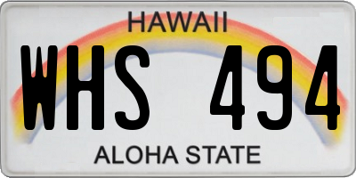 HI license plate WHS494