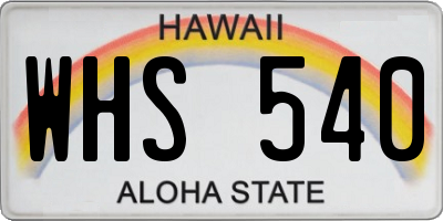 HI license plate WHS540