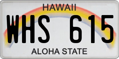 HI license plate WHS615