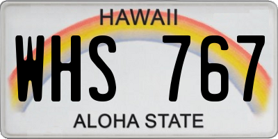 HI license plate WHS767
