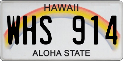 HI license plate WHS914