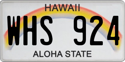 HI license plate WHS924