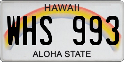 HI license plate WHS993
