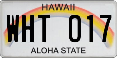 HI license plate WHT017