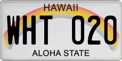 HI license plate WHT020