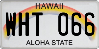 HI license plate WHT066