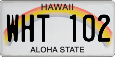 HI license plate WHT102