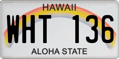 HI license plate WHT136