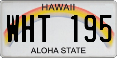 HI license plate WHT195