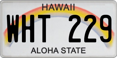HI license plate WHT229