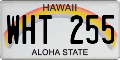 HI license plate WHT255