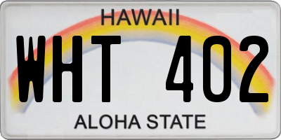 HI license plate WHT402