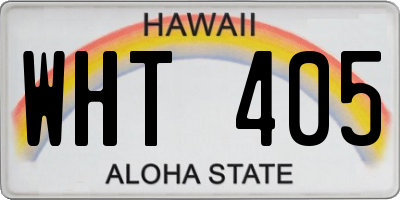 HI license plate WHT405