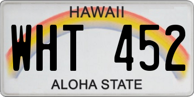 HI license plate WHT452