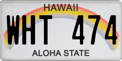 HI license plate WHT474