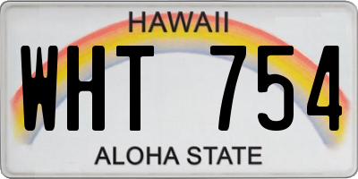 HI license plate WHT754