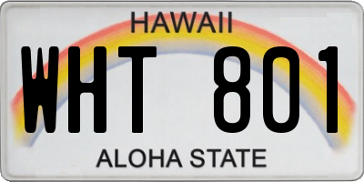 HI license plate WHT801