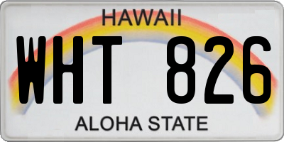 HI license plate WHT826