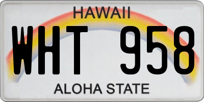 HI license plate WHT958