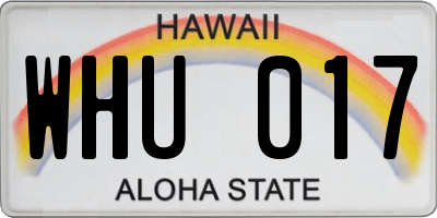 HI license plate WHU017