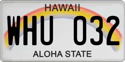 HI license plate WHU032