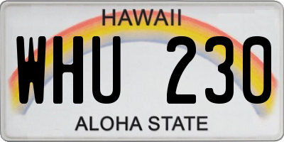 HI license plate WHU230