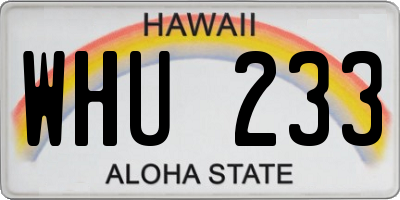 HI license plate WHU233