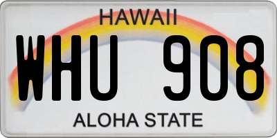 HI license plate WHU908