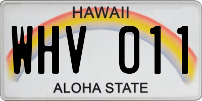 HI license plate WHV011