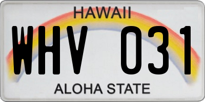 HI license plate WHV031