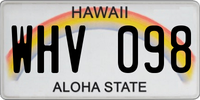 HI license plate WHV098