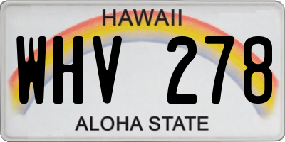 HI license plate WHV278