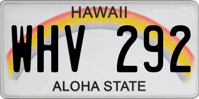 HI license plate WHV292