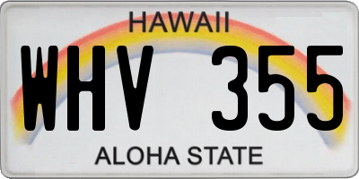 HI license plate WHV355