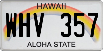 HI license plate WHV357