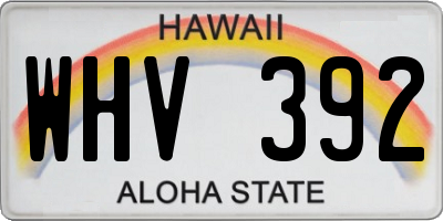 HI license plate WHV392