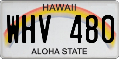 HI license plate WHV480