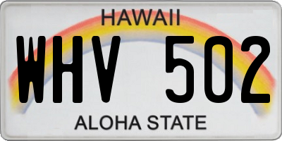 HI license plate WHV502