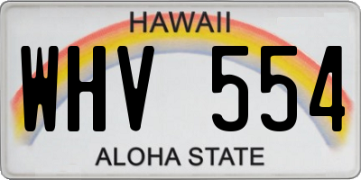 HI license plate WHV554