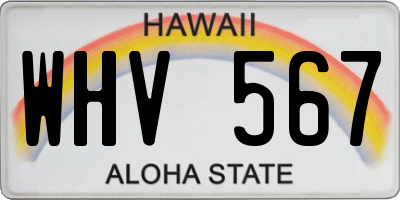 HI license plate WHV567