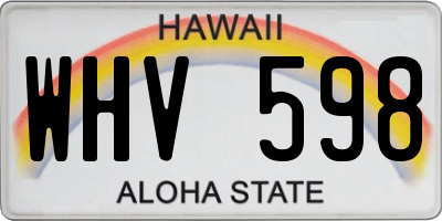 HI license plate WHV598