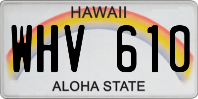 HI license plate WHV610