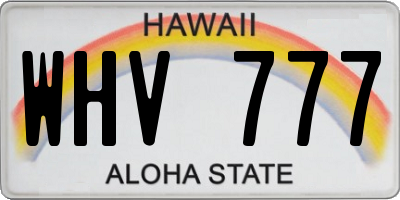 HI license plate WHV777