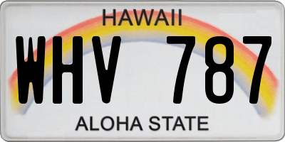 HI license plate WHV787