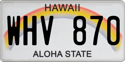 HI license plate WHV870