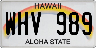 HI license plate WHV989