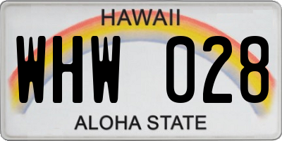 HI license plate WHW028