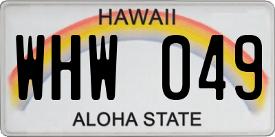 HI license plate WHW049