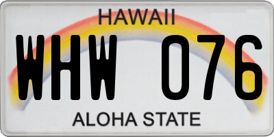 HI license plate WHW076