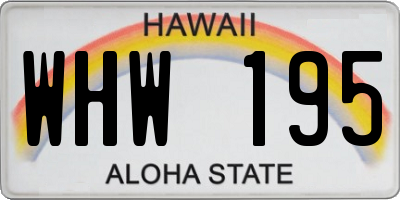 HI license plate WHW195